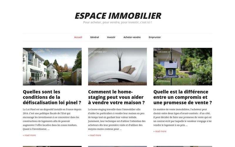 Espace immobilier - Pour acheter, pour vendre, pour investir, c'est ici !